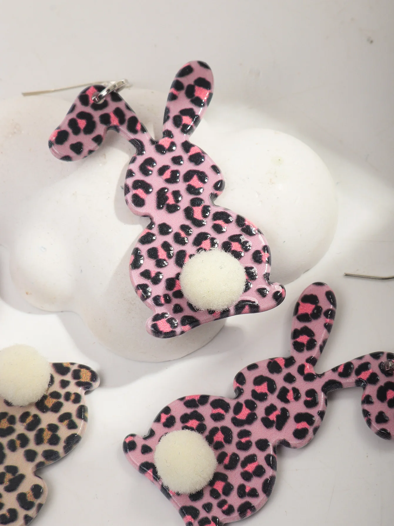 Easter Bunny Drop Earrings - Acrylic Leopard Carrot Rainbow Egg Dangle Earrings For Women & Girls