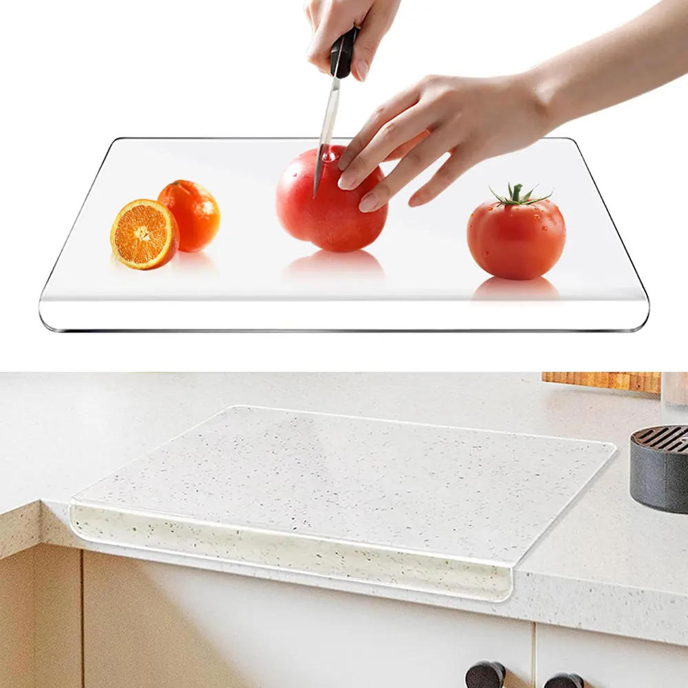 Acrylic Cutting Board With Counter Lip Clear Chopping Block For Kitchen  Counter Non Slip Countertop Protector Home Essentials