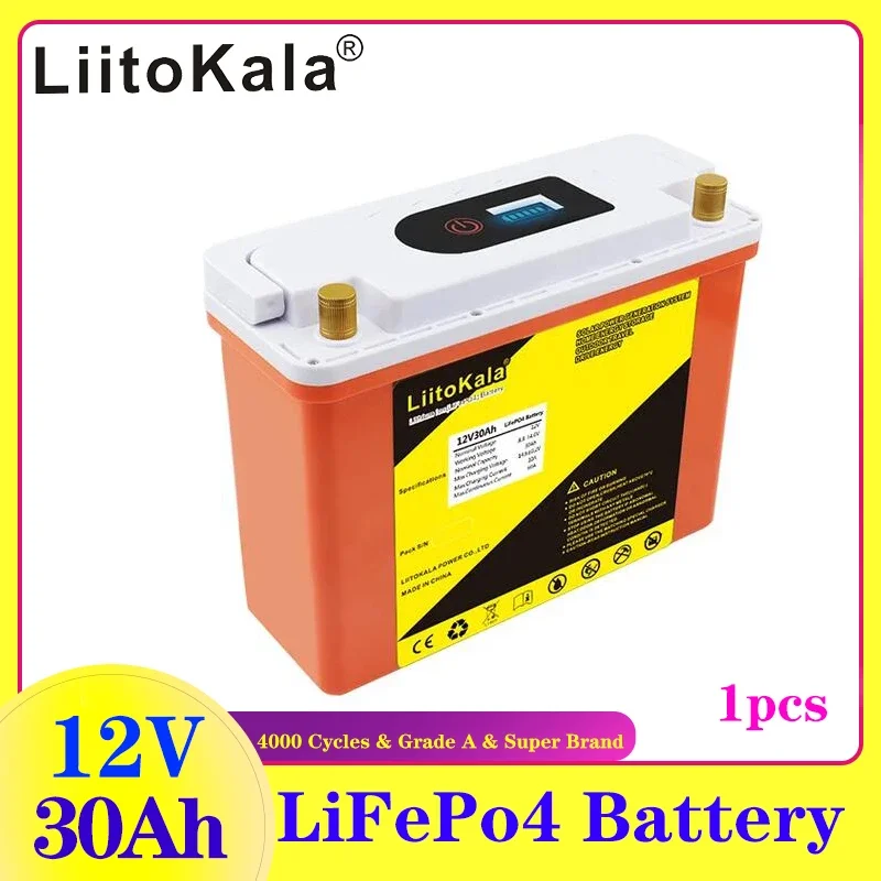 

Литий-железо-фосфатная аккумуляторная батарея LiitoKala, 12,8 В, 30 Ач, 12 В, для детских скутеров, лодочных моторов, 1-2 шт.