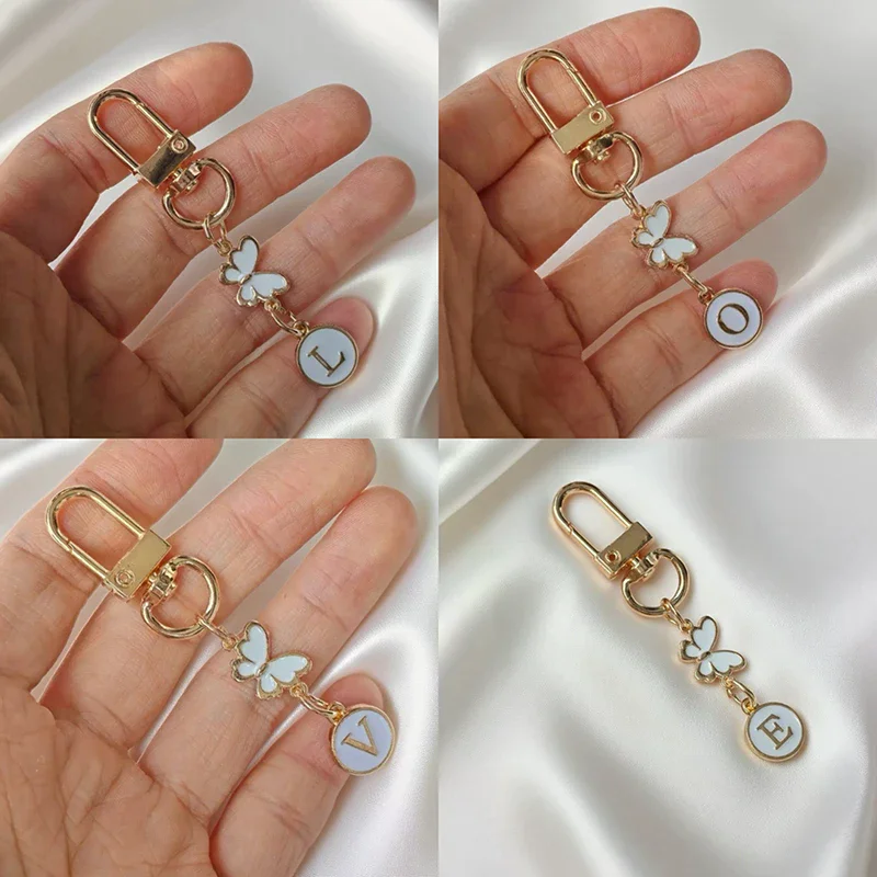 Metall-Schmetterlings-Buchstaben-Schlüsselanhänger, modisch, A-Z, 26 Buchstaben, Schlüsselanhänger, Charms, Autoschlüsselhalter, Taschenanhänger, Zubehör, Schmuck, Geschenk