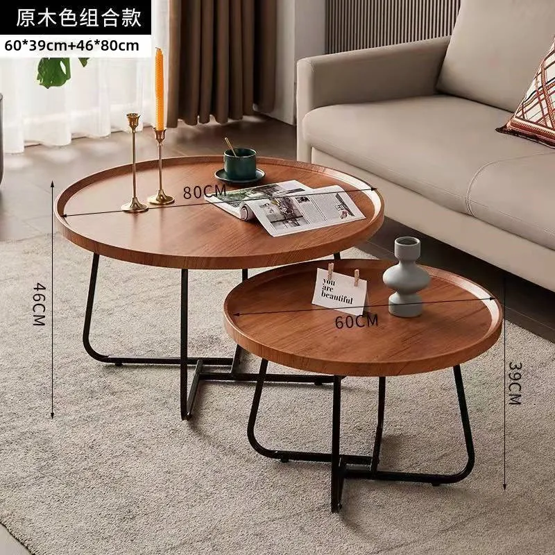 Nordic Light Luxury Multifunctional Coffee Table Modern Simple Living Room Home Small Round Combination Coffee Table