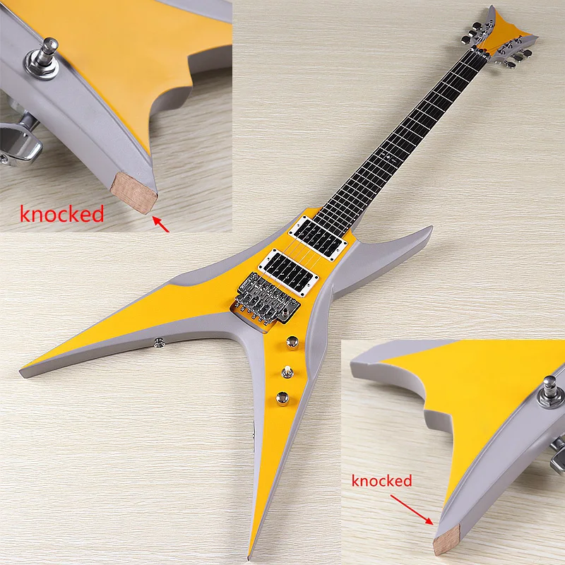 Vee エレキギター V字型エレキギター,6弦,39インチ,フルベース材,メイプル付き,手工芸品