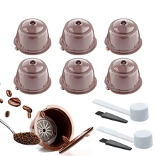 2/3/4/6PCS Refillable Coffee Capsules Filter Cup Compatible for Dolce Gusto Reusable Coffee Capsules with Spoon Cleaning Brush