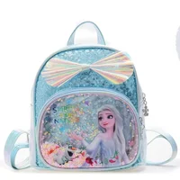 Disney Sequins Frozen Elsa Anna Backpack Fashion Glitter School Book Bag Girls Kawaii PU Leather Travel Backpack Christmas Gifts 1
