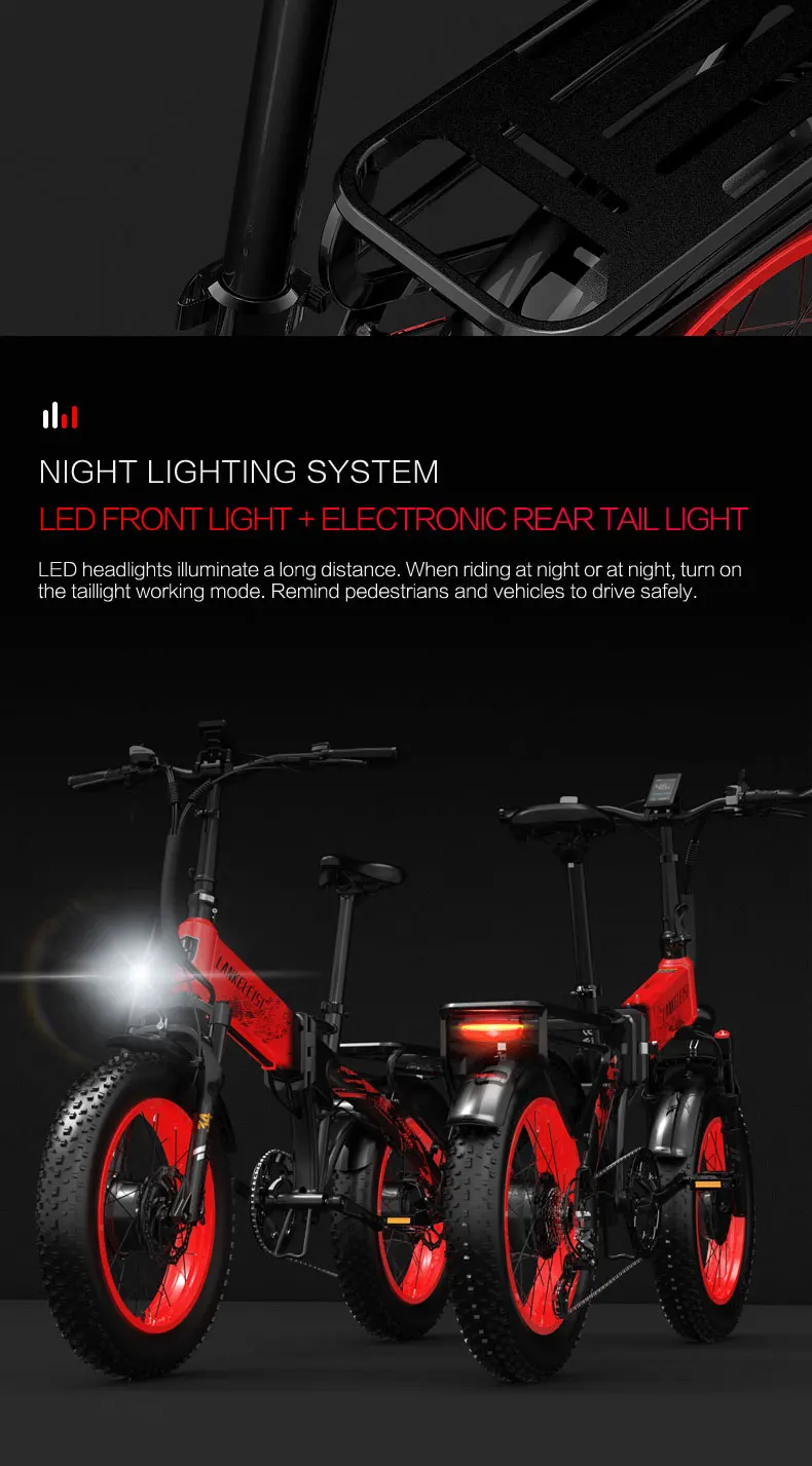 LANKELEISI X2000 MAX 20-Zoll Faltbares Elektro-Mountainbike: 2000W Doppelmotor, 48V 20Ah Lithium-Akku, 130km Reichweite Fatbike E-Bike – Detail 15