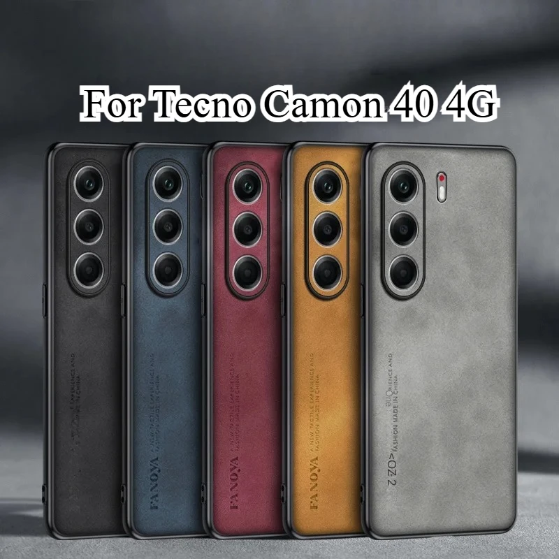 Tecno Camon 40 Leather Matte Back Case with Camera Protector