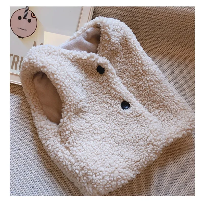 HoneyCherry Children's Double Vest Baby Girl And Boy Plush Vest Baby Girl Winter Clothes Toddler
