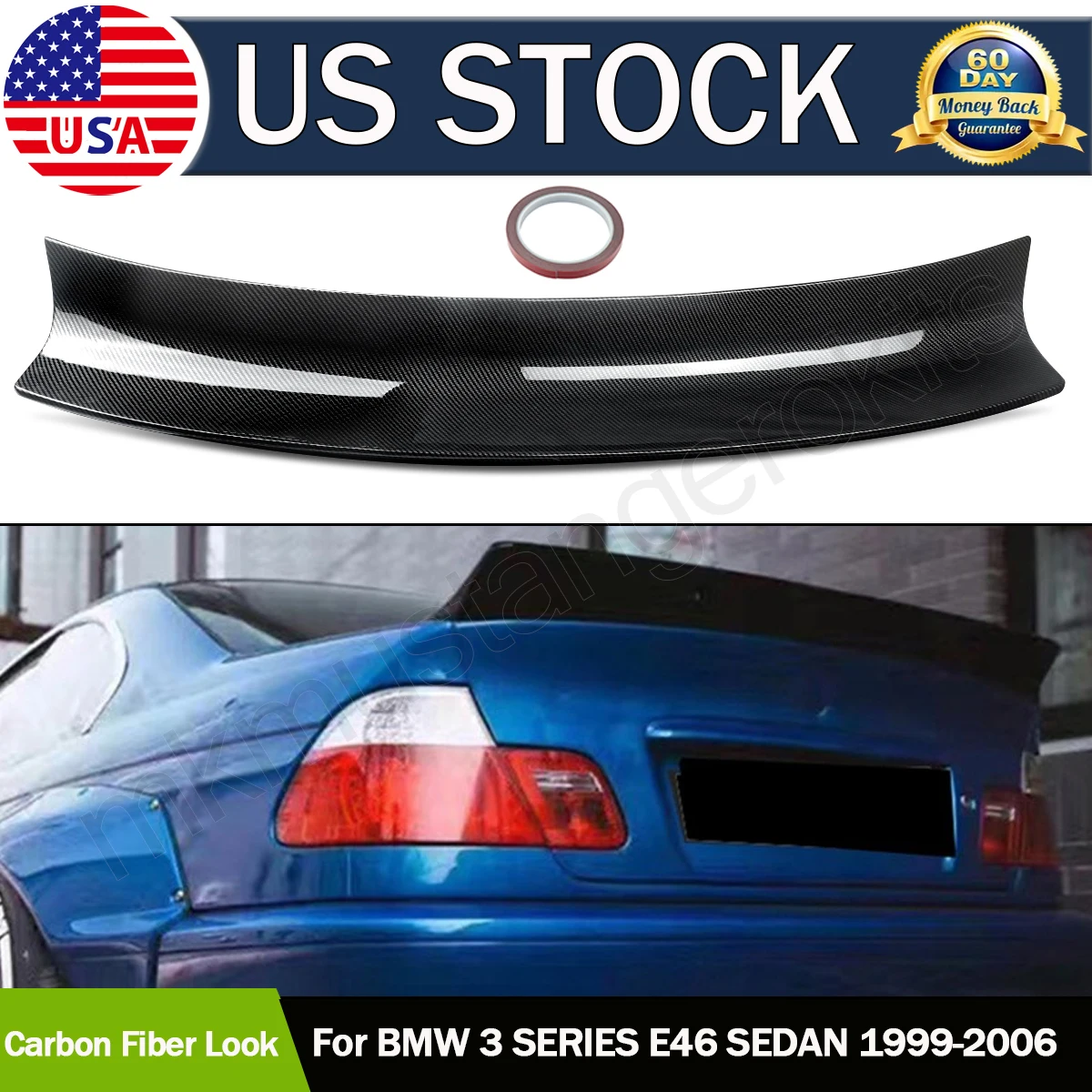 

Стильный задний спойлер на крышу MagicKit из углеродного волокна для BMW E46 Sedan 320i 330xi 325xi, задний спойлер