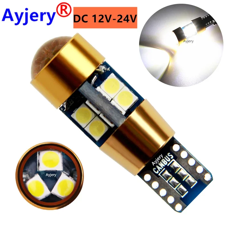 

AYJERY 50pcs DC 12V-24V T10 W5W 168 194 Canbus 3030 19 SMD 19 Led Car Side Wedge Parking License Light Reading Bulb Error Free