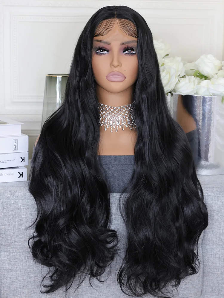 

GEECSKOL OVEF 13*4*1Synthetic Lace Rontal Kinky Curly Ynthetic Wig Forwavy Black Women Extensiones De Natural Wavy Hair