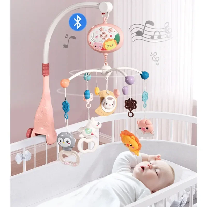 Baby Crib Mobile Bed Bell Toys Musical And Projector Automatic 360 Rotation For Baby Mobile Remote Control Bed Bell Toys