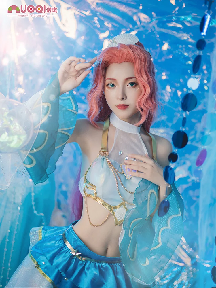

LOL Seraphine Cosplay Costume Game League of Legends:Prestige Ocean Seraphines Song Seraphine Pool Party Swimsuit