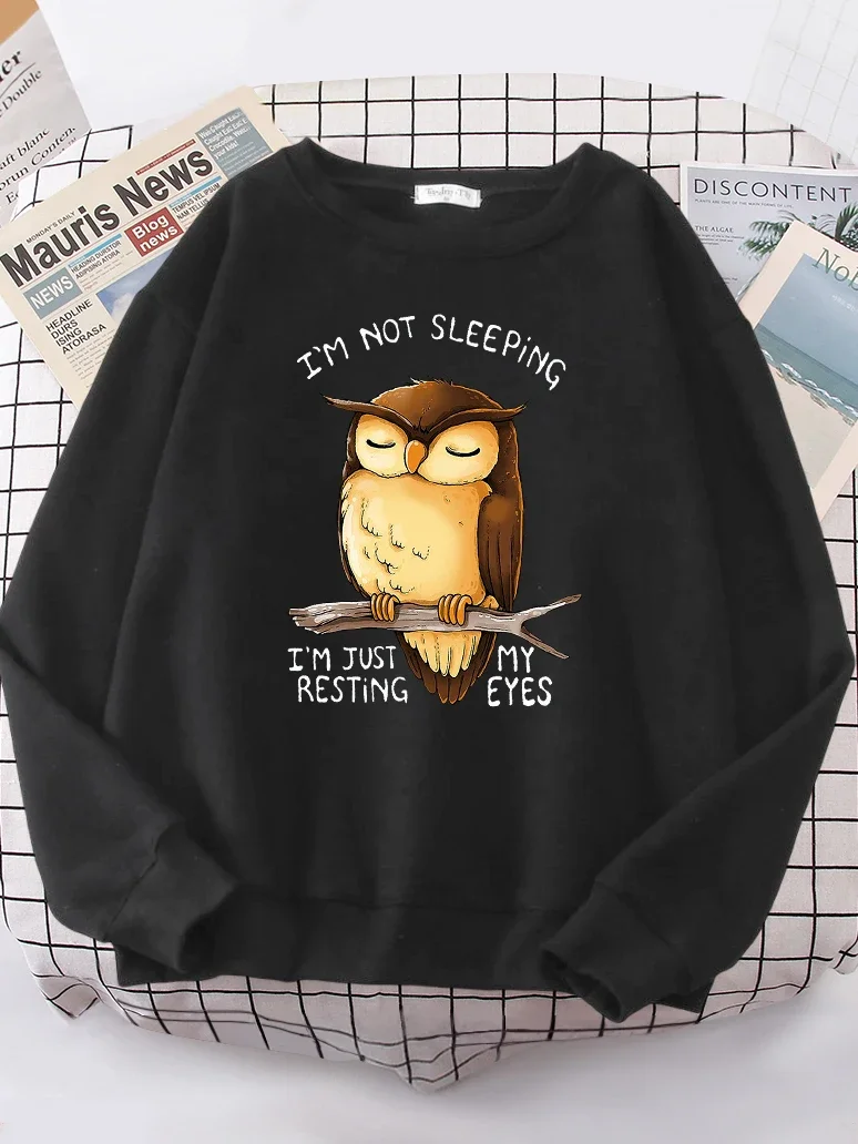 

I'm Just Resting My Eyes Owl Women Hoodie Harajuku Fleece Hoody Fashion Crewneck Sweatshirt vintage Oversize Female Streetwear