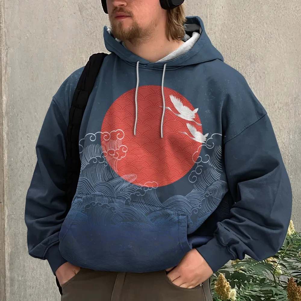 

Autumn Hoodies For Men 3d Wave Printed Fashion Men's Clothing Street Designer Long Sleeved Tops Oversized Pullover Loose Sweater