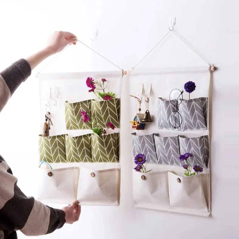 7 Pockets Hanging Storage Organizer Waterproof Wall Mounted Closet Organizer Bear Flamingo Sundries