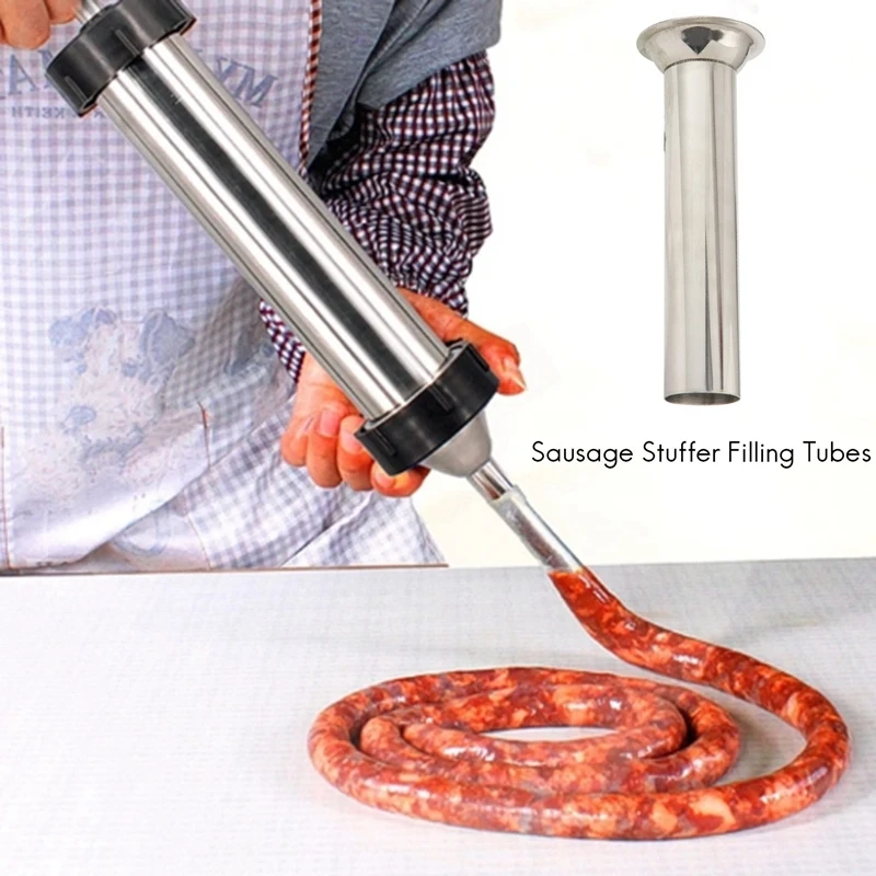 Kitchen Utensils 3Pcs Stainless Steel Sausage Stuffer Filling Tubes Funnels Nozzles Spare Parts Filler Tube Base Diameter:58Mm