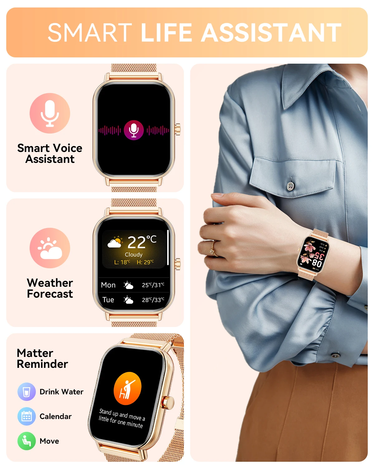 Karchilor 2025 Smartwatch, 1.85 High-Definition Large Screen, Women'S Fitness Tracker, Men'S Ip68 Waterproof, Sports Watch 4