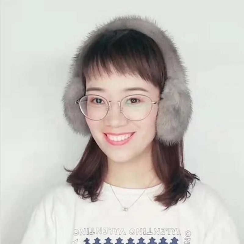 

Plush With High Ear Girls quality Fur Warm New Big Fox 100% Muff Whole Russia Soft Earmuffs Real Mink Winter Earflap Women