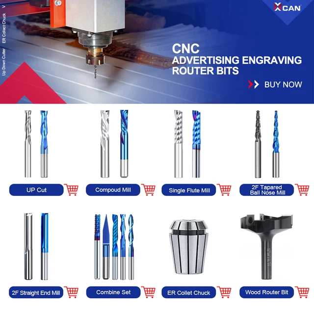 Accesorios Router | 10 Unidades, Vástago 1/8", Corte 2mm, Revestimiento Azul Fresas Cnc Carburo Tungsteno