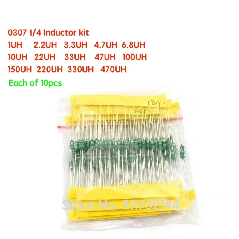 

140PCS/LOT 0307 1uH to 470uH Inductor color ring Inductor Assorted Kit 14valuesX10pcs=140pcs