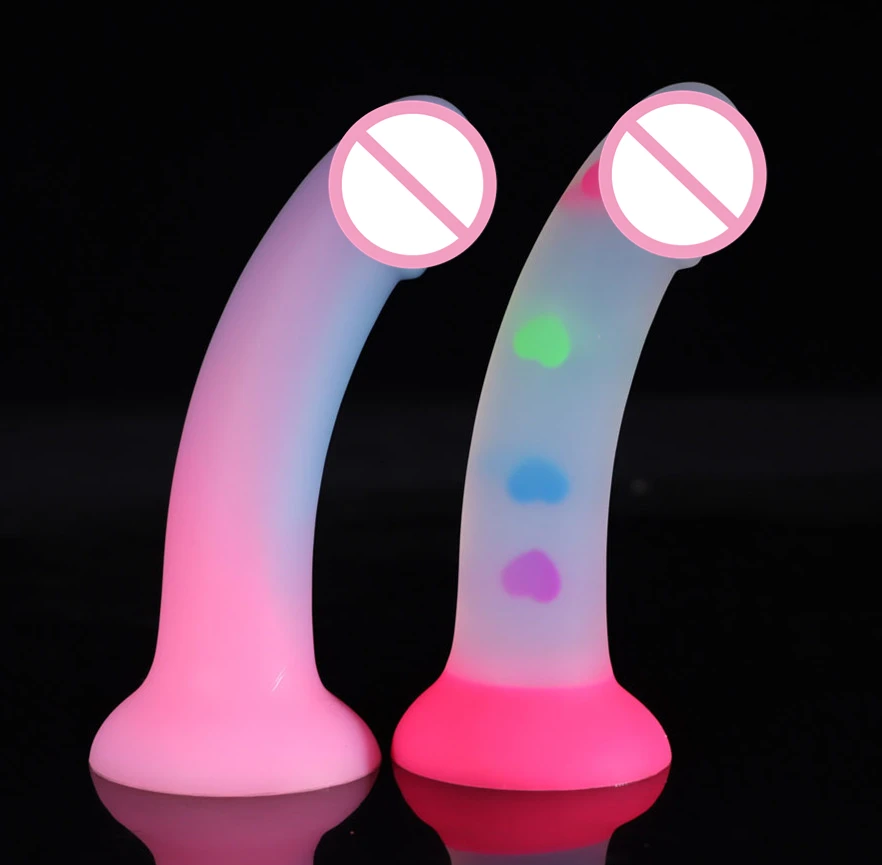 Cute Soft Luminous Dildo Female Masturbator Sex Toys For Women Men Skin Feeling Realistic Penis Silicone With Suction Cup Dildos