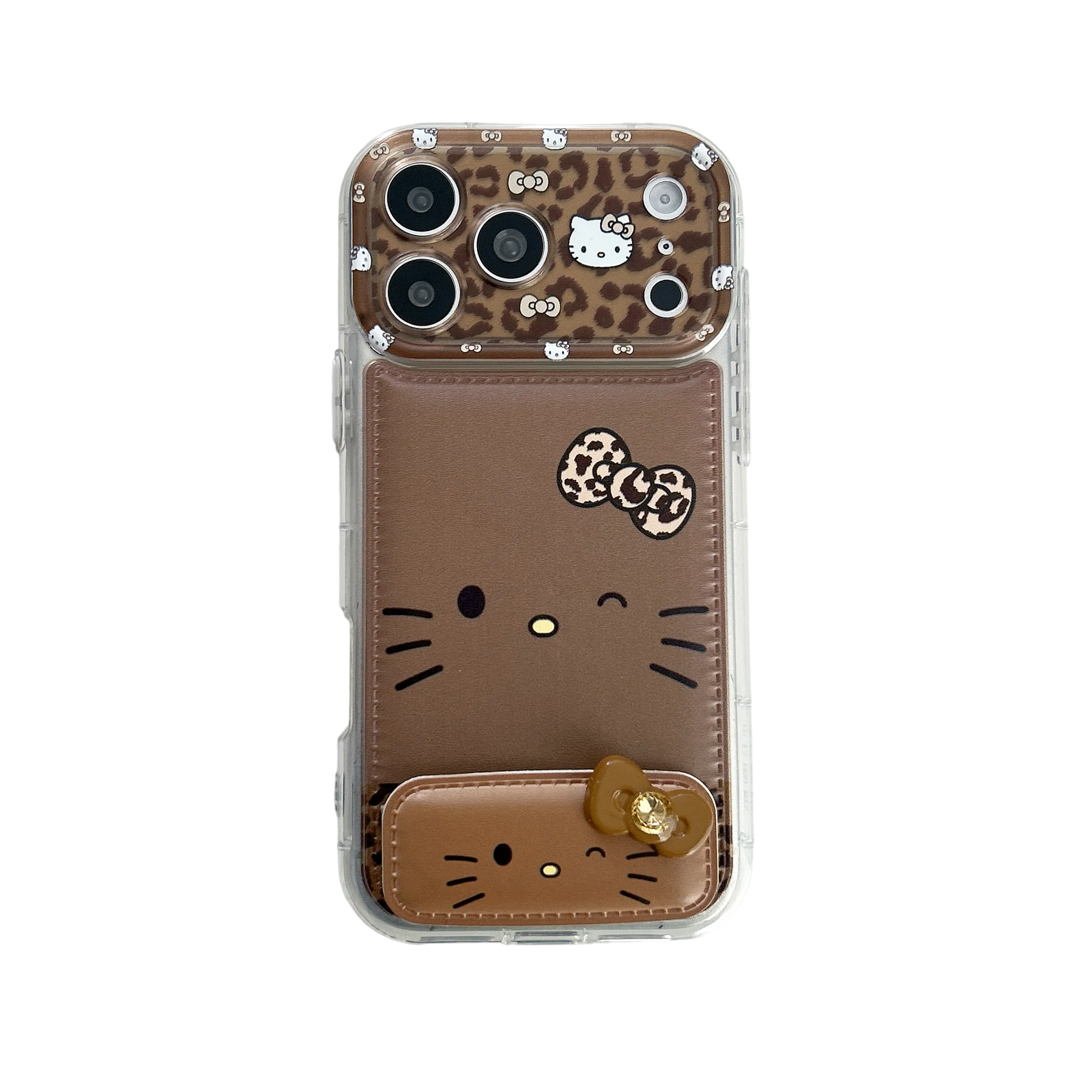 Luxury Cute Brown KT Phone Case with Stand - Shockproof and Protective