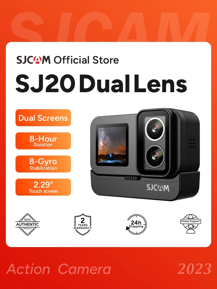 SJCAM SJ20 듀얼 렌즈 듀얼 카메라 4K 액션 카메라 방수 5G WiFi 터치 스크린 액션 캠 카메라 스포츠 헬멧 2024 년 신규