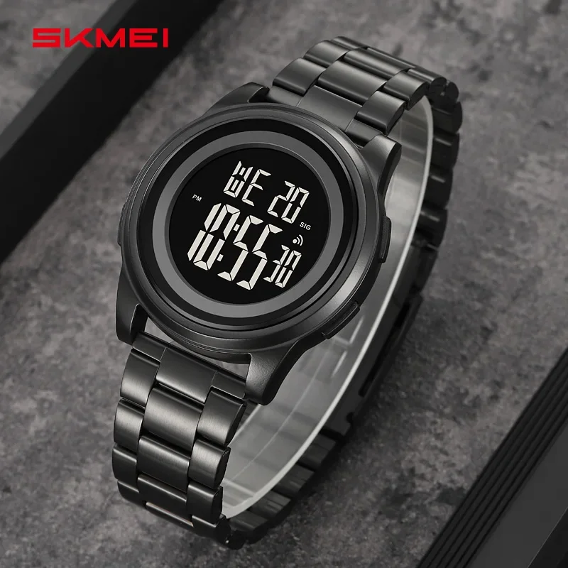 SKMEI 2379 Luxury Stainless Steel Waterproof Watch for Men Electronic Sports Digital Mens Wristwatches Man Clock Reloj Masculino