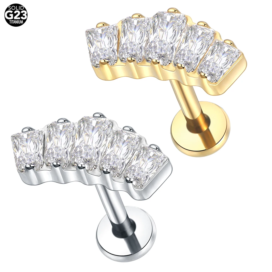 Piercing Jewelry Body Piercing Earrings Ear Piercing Jewelry Body Piercing Jewelry Body Jewelry 1Pc G23 Titanium Cz Crystal Ear Cartilage Tragus Helix Daith Piercing Internal Thread Lip Stud Labret Piercing 16G