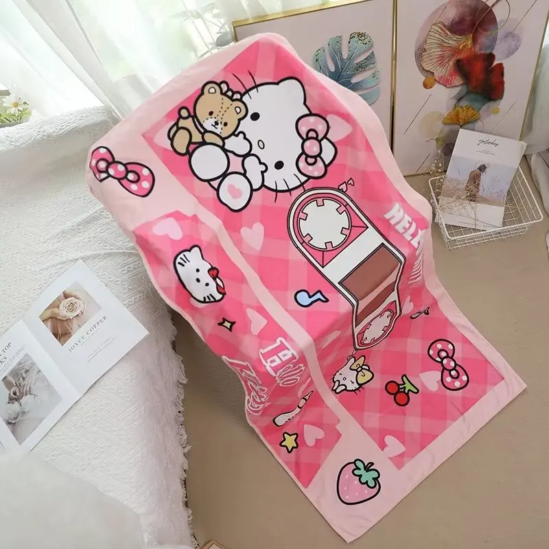 

Sanrio HelloKitty MyMelody Kuromi Household Bath Towel Kawaii Soft Quick-drying Thick Absorbent Beach Towel Girl Cute Big Towel