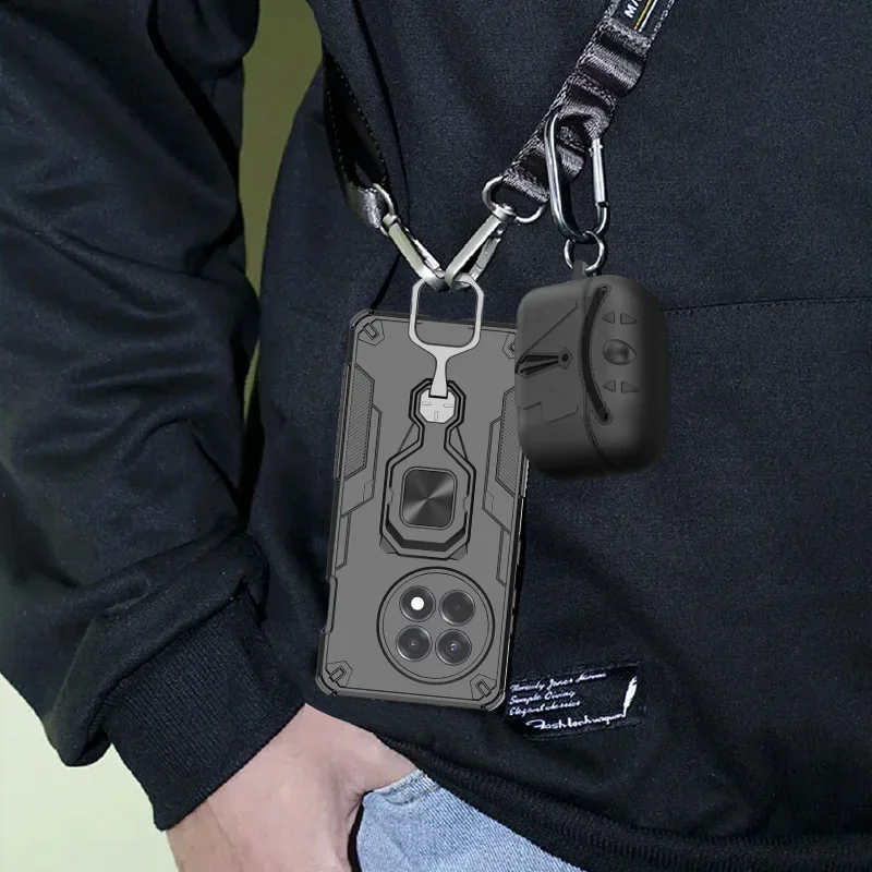 Enhanced Armor Case with Magnetic Ring Bracket and Lens Protection - Shockproof Design