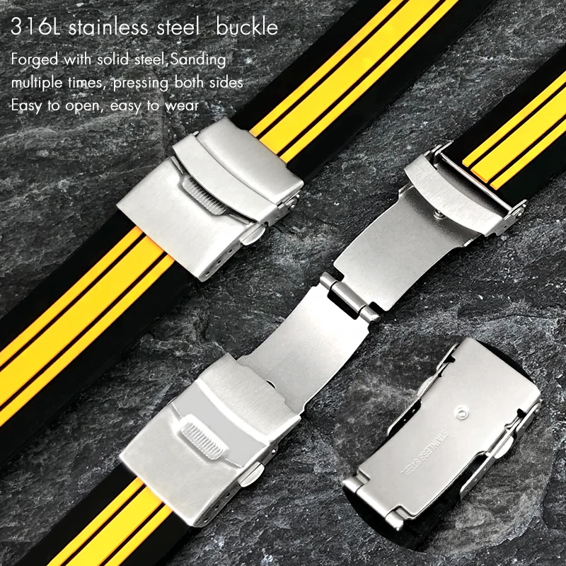 HEPUP Cinturino Per Orologio Tissot T-Touch T013 T047 20 Mm In Morbida Gomma Di Silicone Nero Arancione Sportivo Impermeabile T091 T013420A, 20mm, Agata - Foto 12