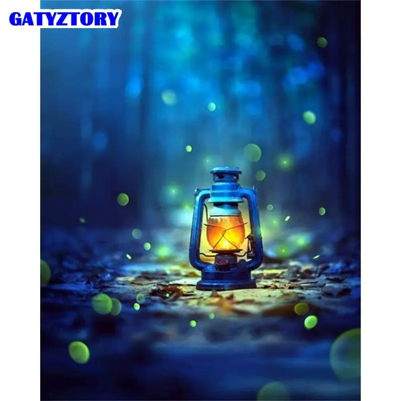 

GATYZTORY Раскраска по номерам масляные лампы в лесу Раскраска по номерам SD рисунок на холсте DIY украшение для дома