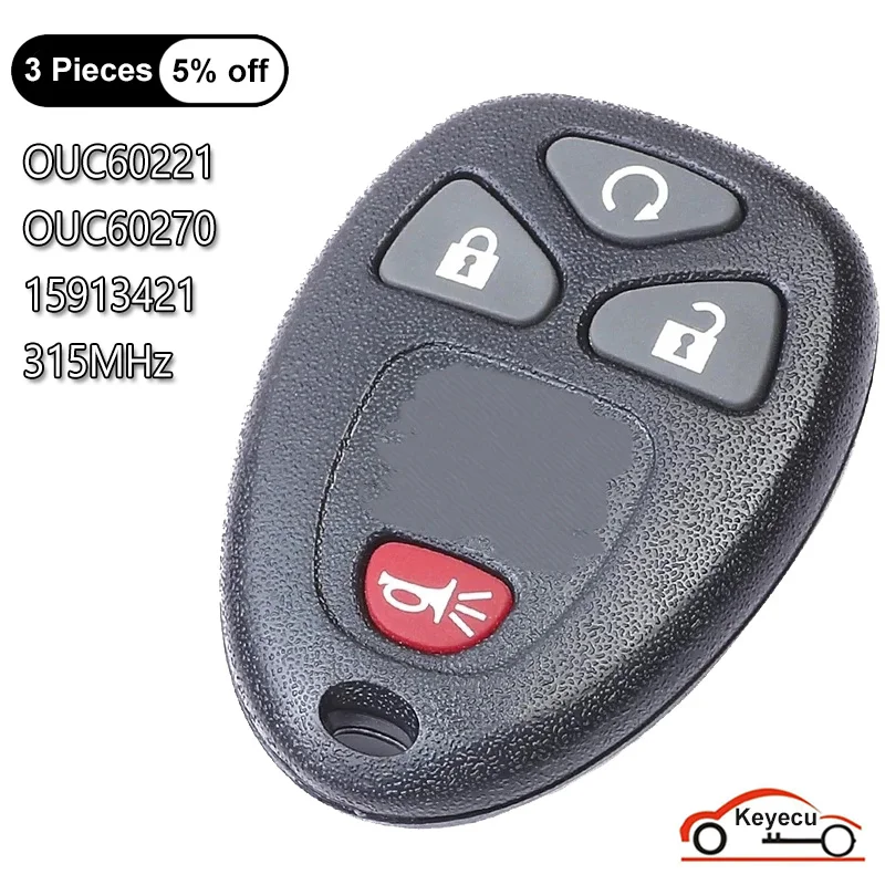 

KEYECU 4 Buttons 315MHz for Chevrolet AVALANCHE SILVERADO TAHOE 2007-2014 Auto Keyless Remote Key Fob OUC60221 OUC60270 15913421