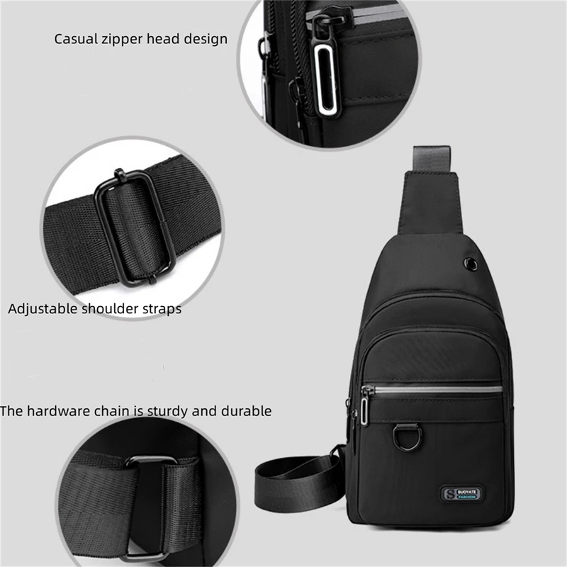 Men Chest Bag New Nylon Waterproof Multi Functional Crossbody Bag Fashion Korean Versatile Men One Shoulder Bag Chest Bag