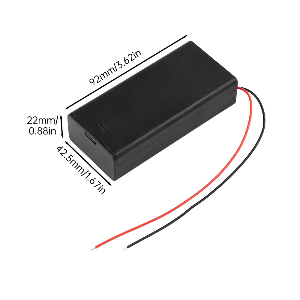 2 Slot 18650 Battery Holder 3.7V Parallel Connection Battery Box Leads Wirees ON/Off Switch Screw Cap Case Back Cover