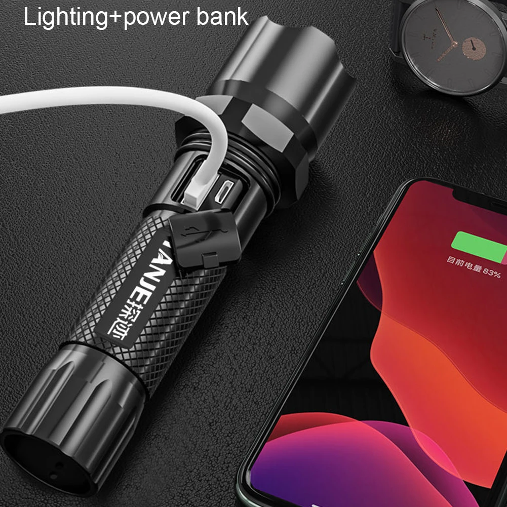 Waterproof LED Camping Flashlight USB Rechargeable for Hiking