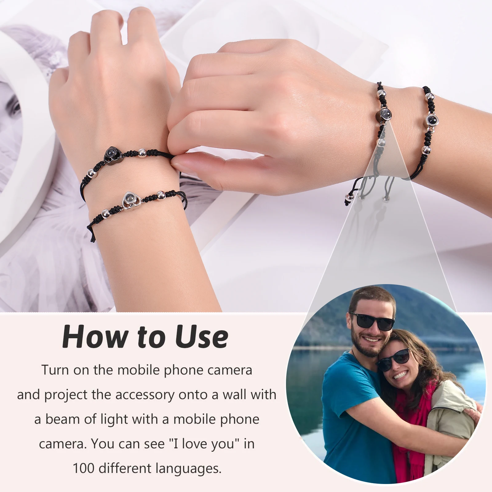 Personalized Circle Photo Bracelet Custom Projection Picture Bracelets Couple Memorial Jewelry Christmas Gift for Women Men 5