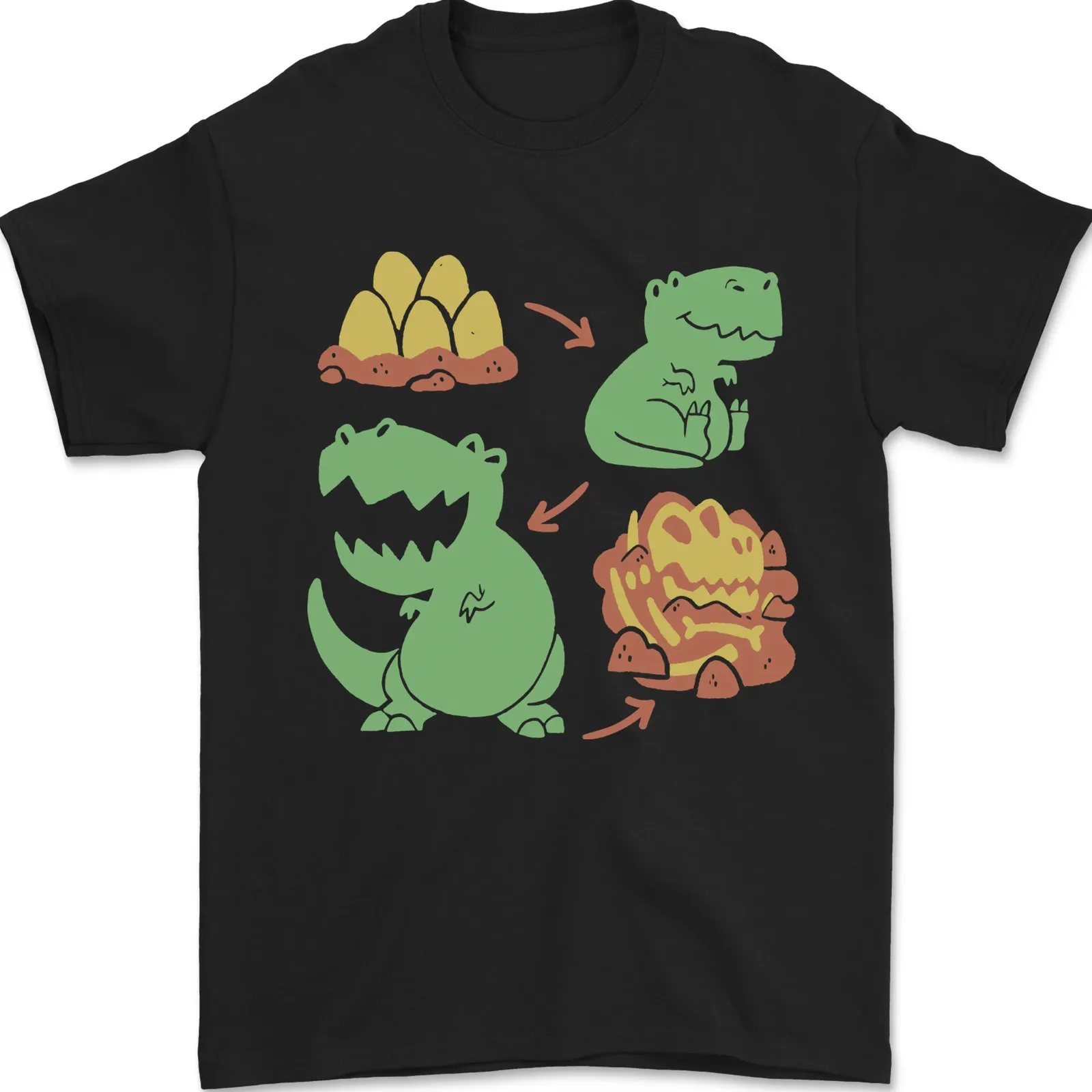 Dinosauro Evolution Estinzione Fossili T Rex Camicia Da Uomo 100 Cotone Maniche Lunghe O Corte