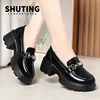 Spring Soft Leather Platform Loafers Women Fashion Elegant Mary Jane Black Round Toe Casual Anti-slip Comfort Single Shoes
