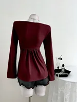 Nouveau design français printemps-automne avec poitrine torsadée, style tendance, sweat-shirt d'automne et d'hiver, haut à manches longues pour femmes 4