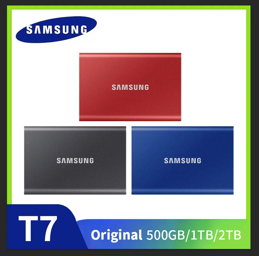Original SAMSUNG PSSD T7 Portable USB 3.2 Gen 2 500GB 1TB 2TB Solid State Drive Mobile Hard Disk Storage Drive SSD Type C For PC