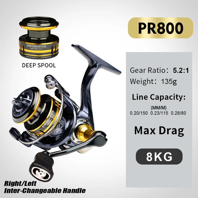 2024 PR800 Spinning Fishing Reel Heavy Duty 7+1BB Spinning Reel Metal Head  Left Right Hand Fishing Reel Casting Reel Outdoor 8KG - AliExpress