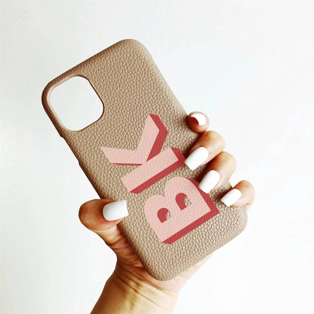 thumbnail image 1 of Personalized iPhone Case Monogram Initial Letter Leather Case For iPhone 15 14 13 12 11 Pro Max XS XR 7 8Plus Luxury Phone Cover, 1 of 5