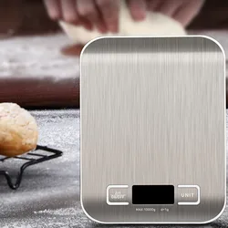 Stainless Steel Digital Kitchen Scale with LCD Display - Precise 10kg/1g Capacity (Silver)
