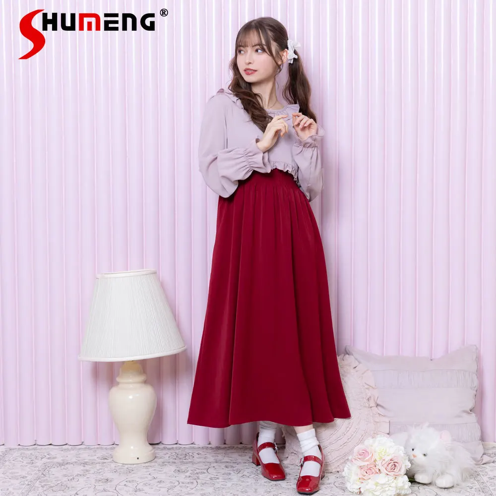 woman-cute-front-and-back-wearable-dress-suit-2024-autumn-new-japanese-style-sweet-loose-sling-long-dresses-suits-two-piece-set