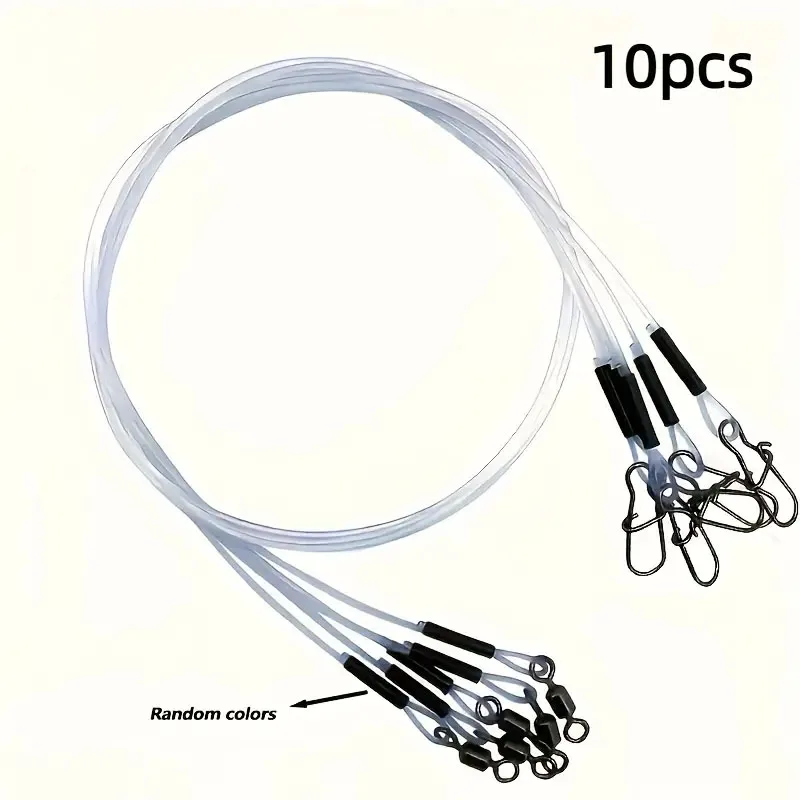 10 bas de ligne fluorocarbone anti-morsure avec émerillons - Faible visibilité eau douce et mer