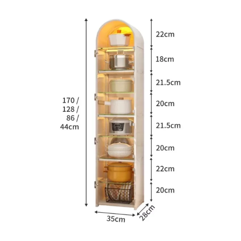 Multi-functional Arched Storage Cabinets Kitchen Furniture Sideboards Floor-standing Multi-layer Pots and Bowls et Cabinet