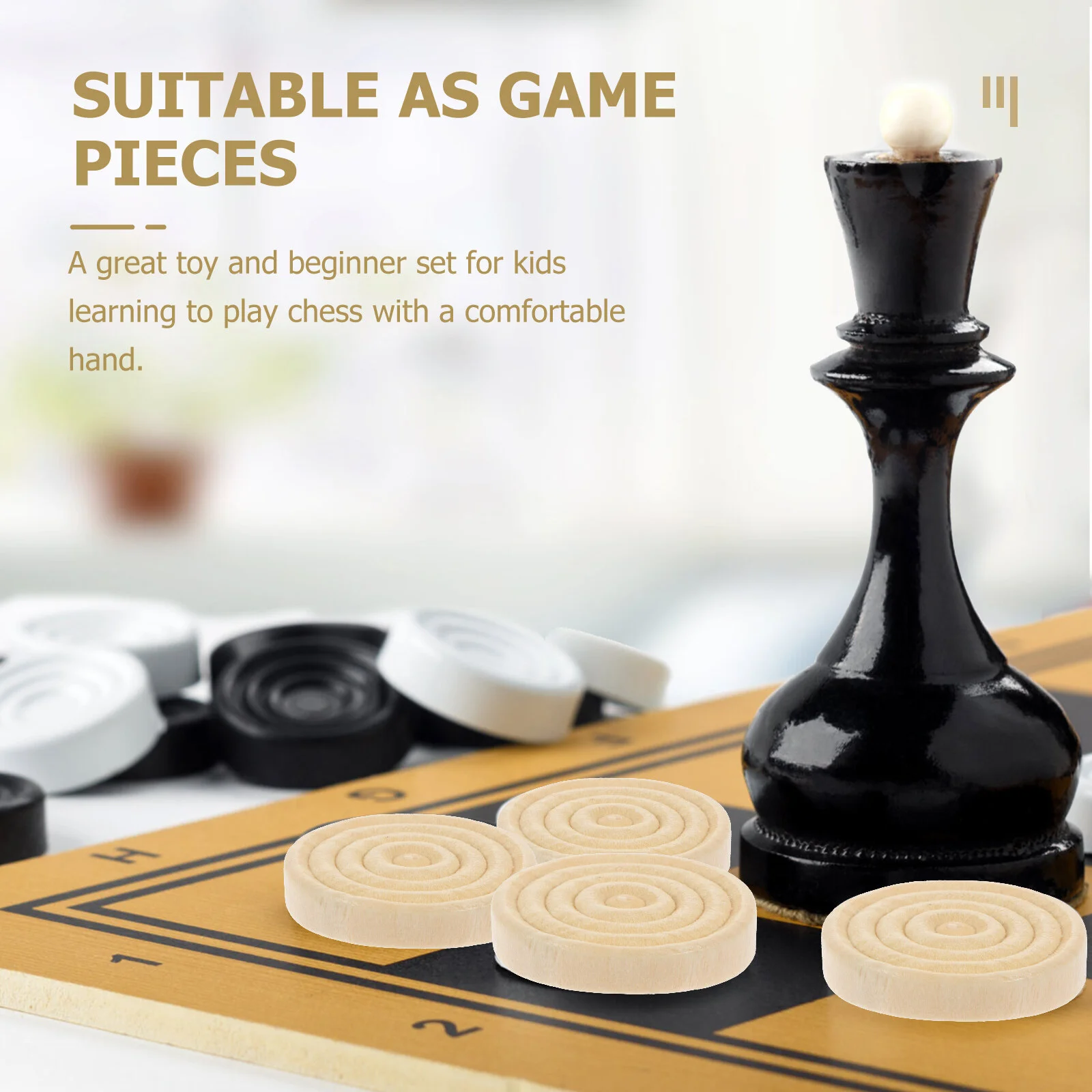 48 Pcs Marker Pen Tabletop Accessories Round Wooden Checkers Backgammon  Game Draughts Accessory Simple Chess Travel