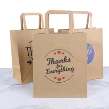 

5pcs Kraft Paper Bags Thank You Gift Bags With Handle for Wedding Birthday Baby Shower Party Favor Boxes Present Packaging Decor